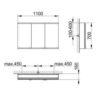 Зеркальный шкаф для ванны Keuco Royal Modular 800311110100200 110 см
